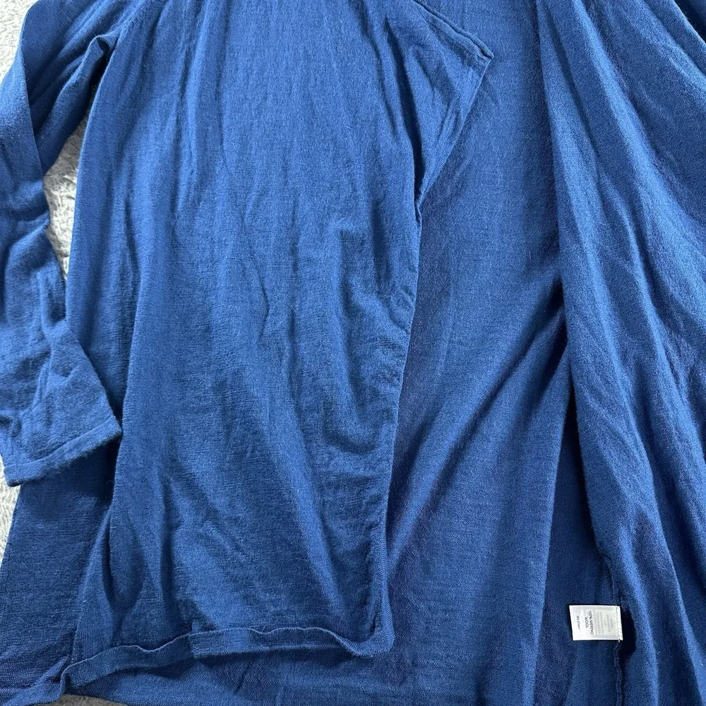 J. Jill Open‎ Cardigan Sweater Womens Plus Medium Blue Lagenlook Merino Wool
